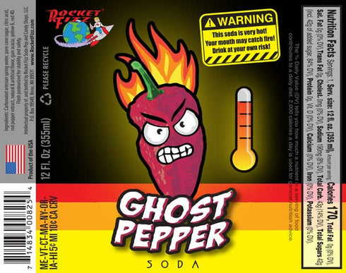 Rocket Fizz 4 Pack Hot Pepper Sodas | Mixed of Spicy Flavors | Handle the Heat | Real Cane Sugar | Includes Crazy Soda