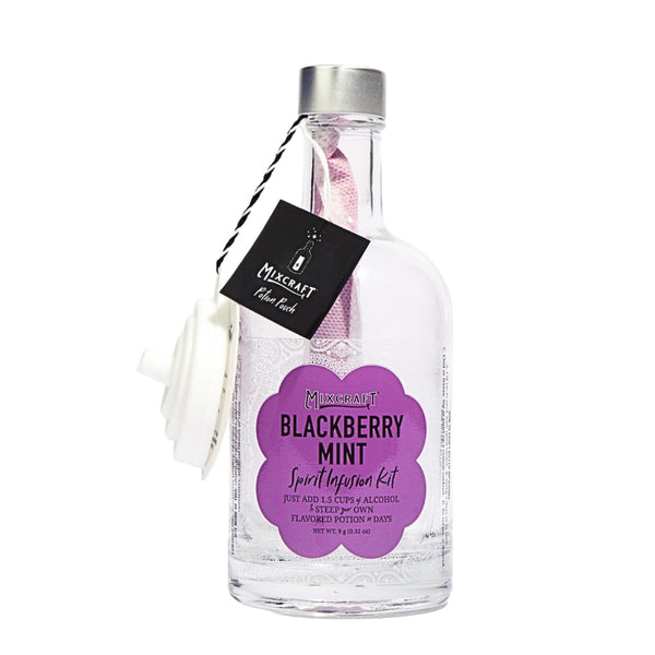 MixCraft Spirit Infusion Kit - Premium Cocktail & Mocktail Mixer, Blackberry Mint, Glass Bottle, Flavor Pouch & Recipe,