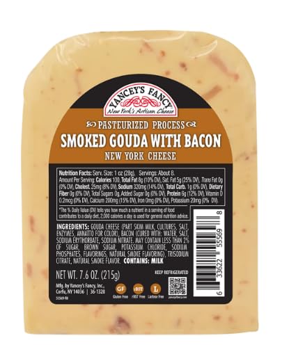 Generic Yancey's Fancy Aalsbruk Smoked Gouda With Bacon 7.6 oz (Pack of 4)