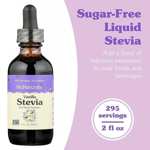 NuNaturals Liquid Vanilla Stevia, Sugar-Free Sweetener, 2oz, 2-Pack