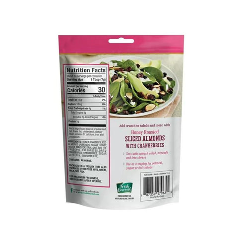 3.5 (Pack 6) Fresh Gourmet Honey Roasted Sliced Almonds & Cranberries Ounce