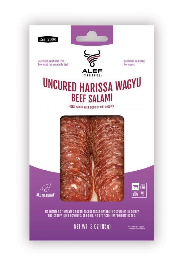 Premium Uncured All Natural Grass Fed Harissa Wagyu Dry Sliced Salami 3