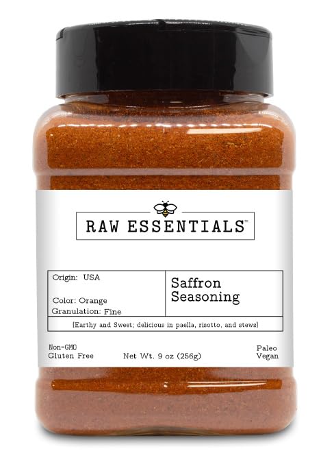 Saffron Seasoning, Earthy and Sweet, Delicious in Paella, Risotto, Non GMO, Gluten Free, 9 Ounce Bottle