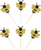 24 Pack Glitter Bumble Bee Cupcake Toppers for Baby Shower and Gender Reveal Party Decorations