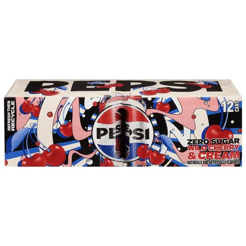 Pepsi, Wild Cherry & Cream Soda, 12 Ounce