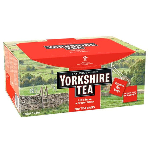 200 Count (Pack 1), 200 Yorkshire Tea, Red, Black Tea, Individually Wrapped Bags, of Refreshing, Satisfying