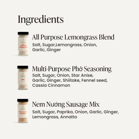Set| 3 Pack SPICE TRIBE Vietnamese Spice Gift | Gift for Dad, Gift for Mom, Birthday Gift| Lemongrass, Pho & Sausage
