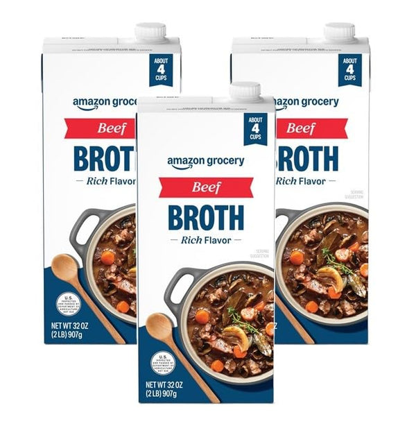 Amazon Fresh, Beef Broth, Carton, 32 Oz (Pack of 3)