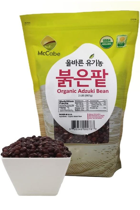 2 lb (32oz) Packed McCabe Organic Adzuki Bean - Dried Small Red Beans | USDA and CCOF Certified - Rich with Protein