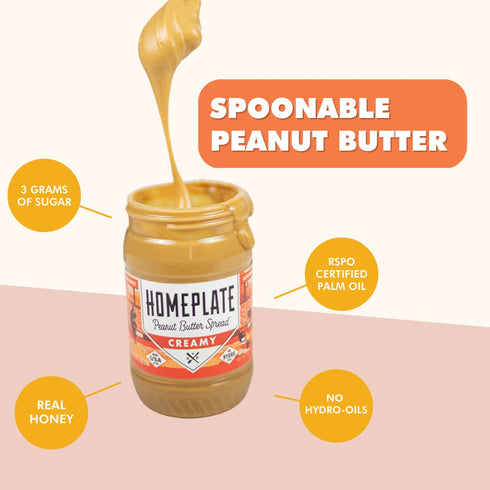 1 7g 1 lb HomePlate Peanut Butter | Creamy | Jar | Made in USA | Perfect for PB&J sandwiches | of Protein | Natural