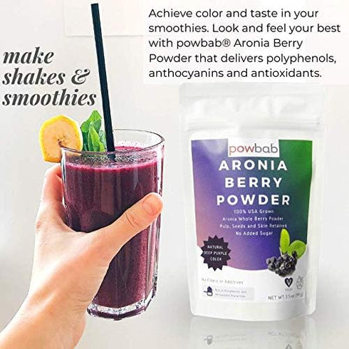 Aronia Berry Powder, 100% USA Grown Organic Chokeberry, No Added Sugar, Made in The USA (3.5 Oz)