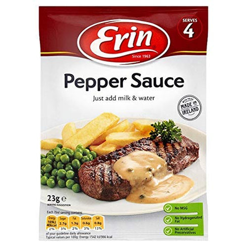 Erin Pepper Sauce 3 Pack, Irish Peppercorn Sauce, 23g per bag