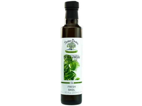 Sutter Buttes Extra Virgin Olive Oil Fresh Basil Infused (250 ml bottle) Handcrafted, Artisan