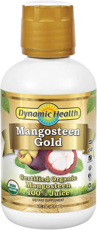 Dynamic Health Mangosteen Gold | Organic Mangosteen 100% Juice | Vegetarian, No