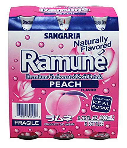 Ramune Peach Flavor Japanese Marble Soda - Delicious Refreshment