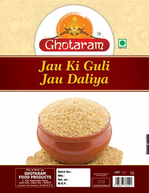 GHOTARAM Flour-100% Pure,100% Dalia-240g Jau Barley Daliya, Broken Cracked Pearl Barley, Jau Ka Daliya Pearl Barli