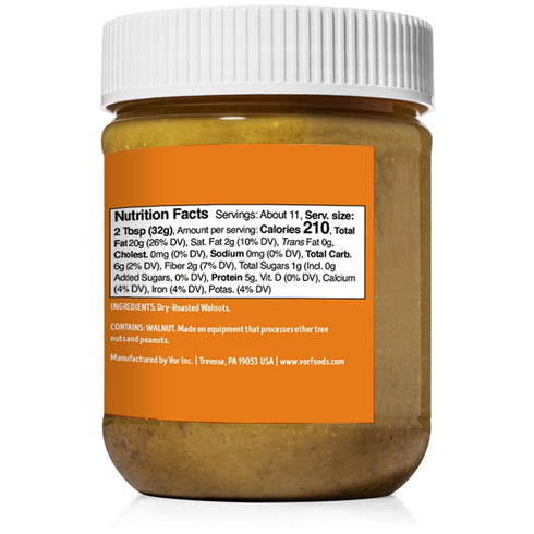 Voer (12oz) Walnut Butter | Single Ingredient | Vegan, Paleo and Keto-Friendly, Gluten-Free