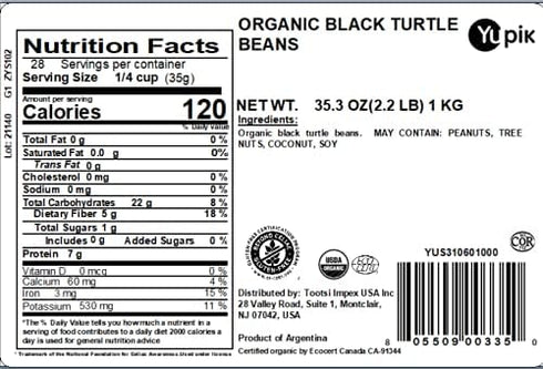 2.2 Lb, (Pack 2) Yupik Organic Black Turtle Beans, Non-GMO, Vegan, Gluten-Free