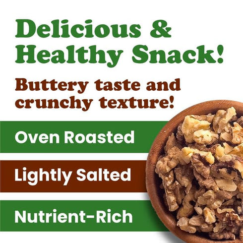 1.5 Food to Live Dry Roasted Walnut Pieces with Himalayan Salt, Pounds Oven Toasted, Lightly Salted, No Oil Added