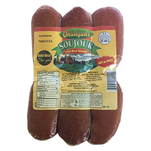 Ohanyan 's Dried Beef Sausage (Hot) - Soujouk approx. 1.1 lb