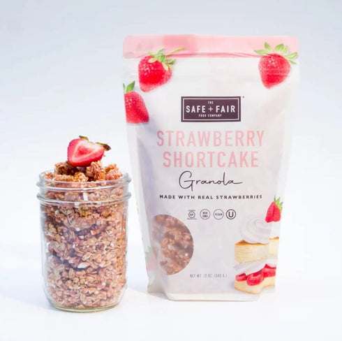 12oz Safe + Fair Strawberry Shortcake Granola Gluten-Free, Dairy-Free & Vegan Snack Allergen-Free, Non-GMO, and No