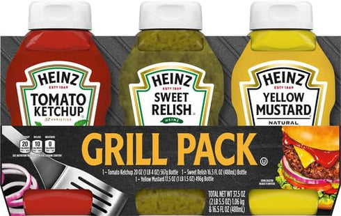 Pack, 3 Count (Pack 2) Heinz Tomato Ketchup, Relish, and Mustard Picnic