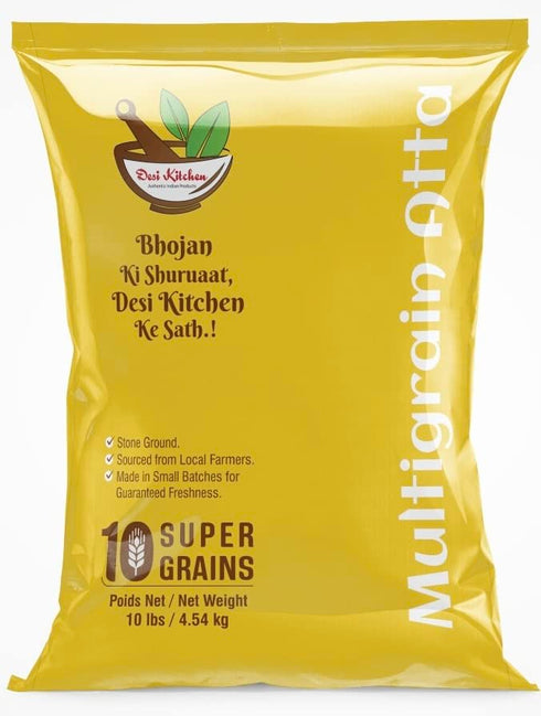 DESI KITCHEN AUTHENTIC INDIAN PRODUCTS Desi Kitchen Multigrain (10 Super Grains) Wheat Flour (Chakki Atta) 10lbs