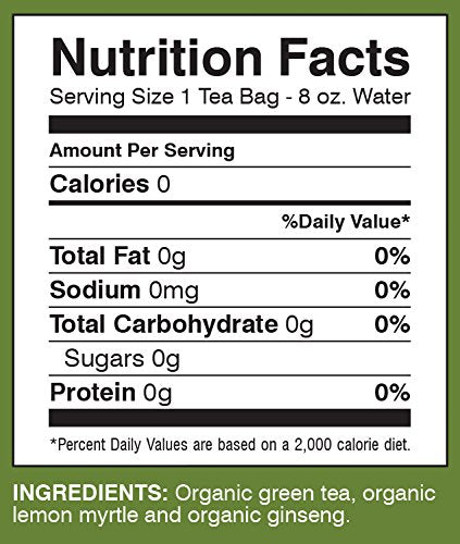25-count Pack 6 Davidson's Organics, Lemon Ginseng Green, Tea Bags