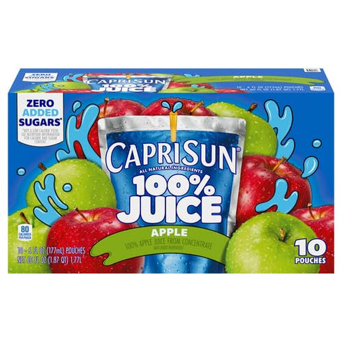 Capri Sun 100% Juice Apple All-Natural Juice from Concentrate with added ingredients,