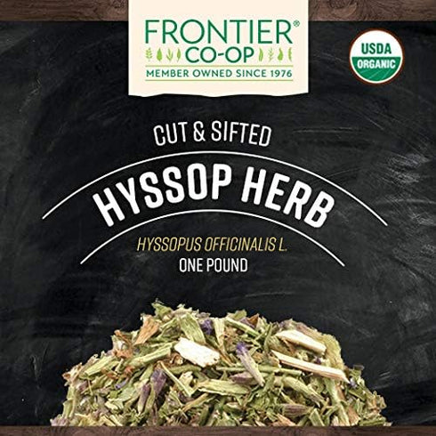 16 (Pack 1) Frontier Co-op Organic Hyssop Herb, Cut & Sifted, Natural Dried Leaves - Bulk Bag for Hyssop Tea, Soup