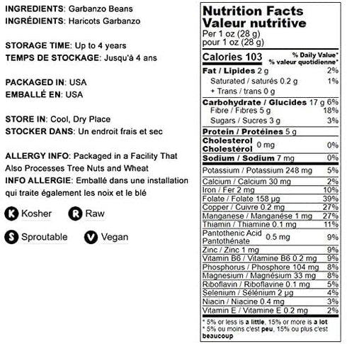 1 Food to Live - Garbanzo Beans, Pound Whole Dried Raw Chickpeas, Kosher, Vegan, Bulk, Sproutable, Low Sodium, Good