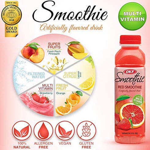 16.9 (5 Pack, 10 Pack) OKF Smoothie, Multi-Vitamin Premium Drink, Fluid Ounce Flavor Variety
