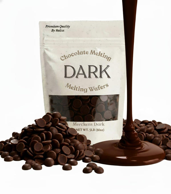moliss Dark Chocolate Melting Wafers, 5LB Resealable Bag, Smooth Coating for Candy Making,