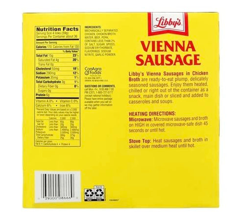4.6 Oz (Pack 18) Libby's Hawaiian Vienna Sausages, Canned Sausage