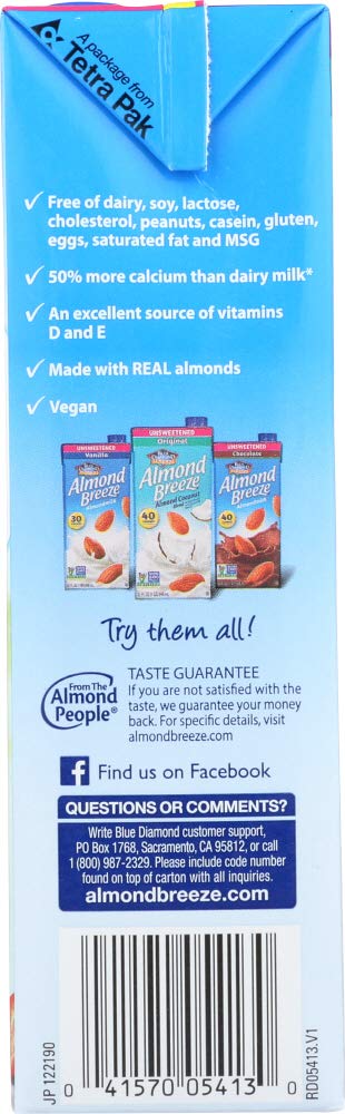 32 oz.(pack 2) Blue Diamond Growers - Almond Breeze Almond Milk Unsweetened Original