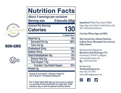 Jules Destrooper Butter Crisps, Caramelized Waffle Cookies, 3.5 Oz, Certified Kosher Dairy, Non-GMO