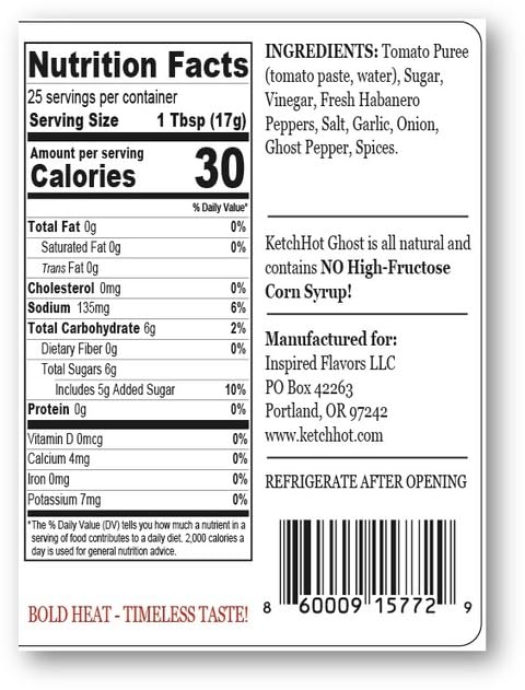 15 oz KetchHot Ghost Pepper Spicy Ketchup - Small-Batch, All-Natural Tomato Catsup with A Lot of Heat - Nothing