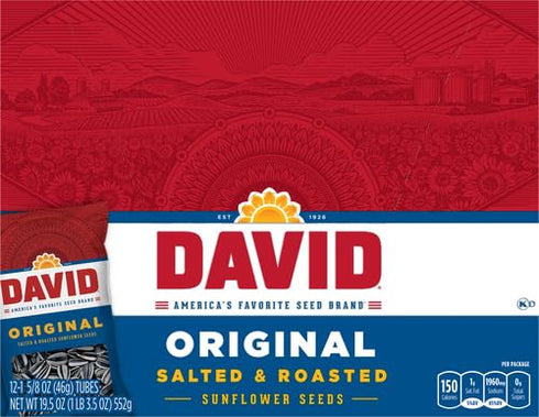 1.625 oz. (Pack 24) DAVID Sunflower Seeds, Original Flavor
