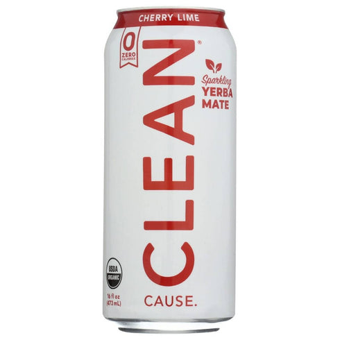 Clean Cause, Organic Sparkling Cherry Lime Yerba Mate, 16 Fl Oz