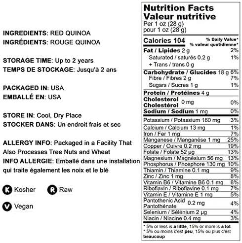 3 Food to Live Red Quinoa, Pounds Ancient Whole Grain Seeds, Raw, Sproutable, Kosher, Vegan, Sirtfood, Bulk.