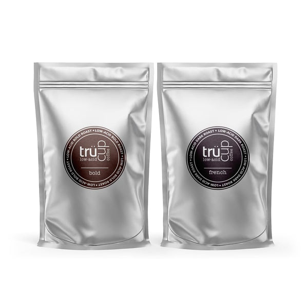 Truecup Low Acid Coffee Sample Pack, Bold Roast and French Roast, 3
