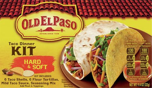 12 11.4 oz Old El Paso Hard and Soft Taco Dinner Kit, Meal Prep, Ct