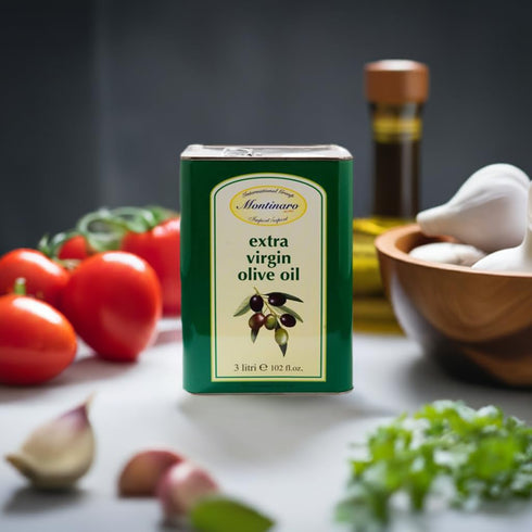 3 (101 oz) Montinaro Italian Extra Virgin Olive Oil Liter fl Tin Cold-Pressed EVOO from Puglia, Italy Coratina