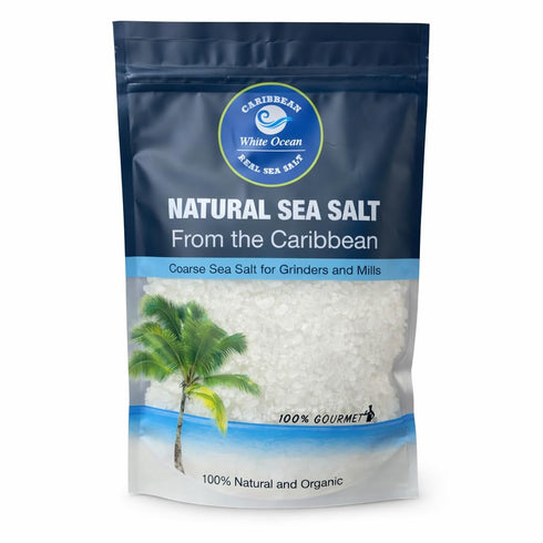 100% Gourmet Caribbean Sea Salt, Extra Coarse Crystals for Grinder Refill, Clean