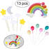 Palksky Colorful Rainbow Cake Topper/Wedding Cake Flags/Cupcake Picks Set - Includes Cloud Balloon Moon Stars