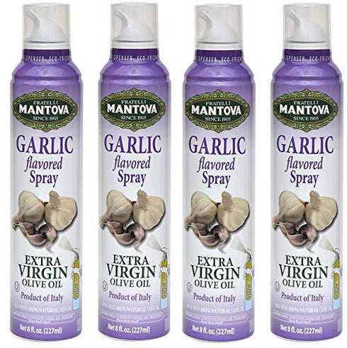 Mantova Extra Virgin Olive Oil Spray Garlic Flavored 8 oz. Spray Bottle
