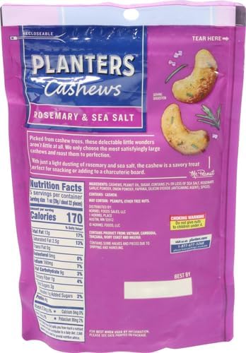 KD Chocolates 5 Oz PLANTARS Cashews Rosemary & Sea Salt, Party Snacks, Bag