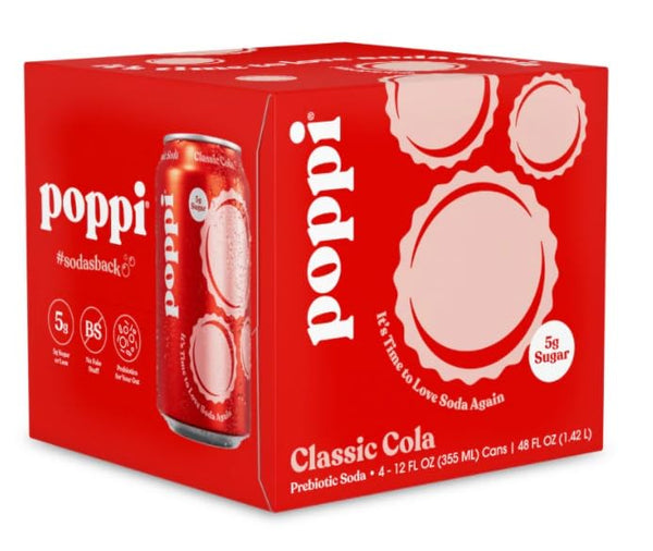 KD Chocolates Popi Classic Cola Prebiotic Soda - 12 fl oz 4 Can