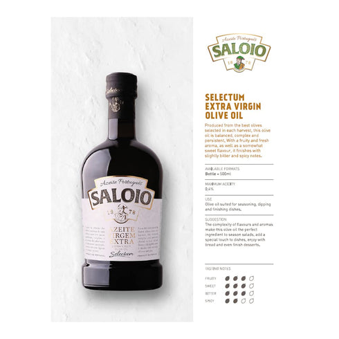 Saloio 500ml - Selectum Extra Virgin Olive Oil - Azeite Virgem Extra Selectum - bottle - Product of Portugal