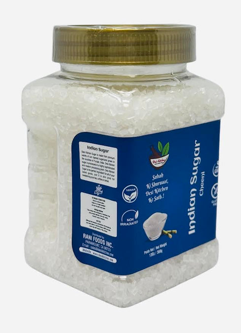 DESI KITCHEN AUTHENTIC INDIAN PRODUCTS 13oz/368g, Desi Kitchen Indian White Sugar (Cheeni)~ NON-GM), Gluten Free, Non